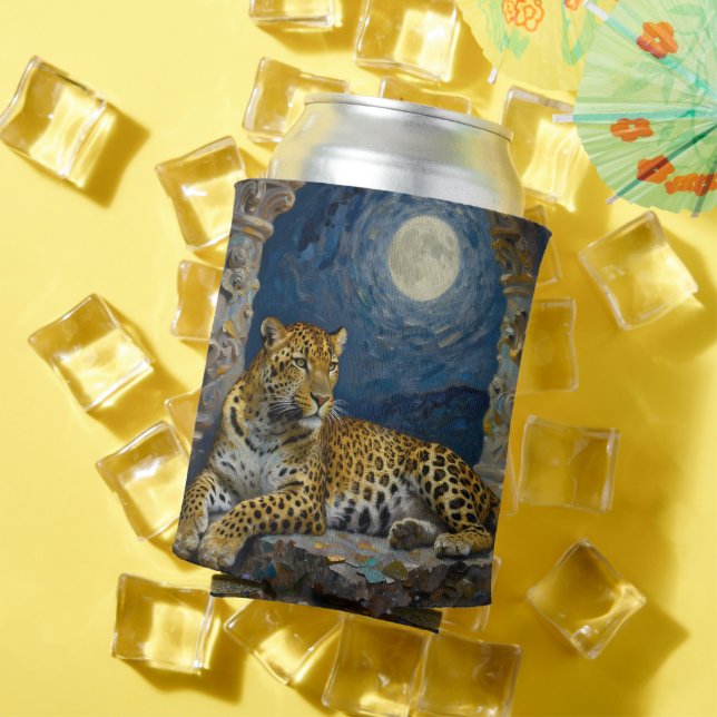 Majestic Leopard on Cliff Ledge  Can Cooler (In Situ Summer)
