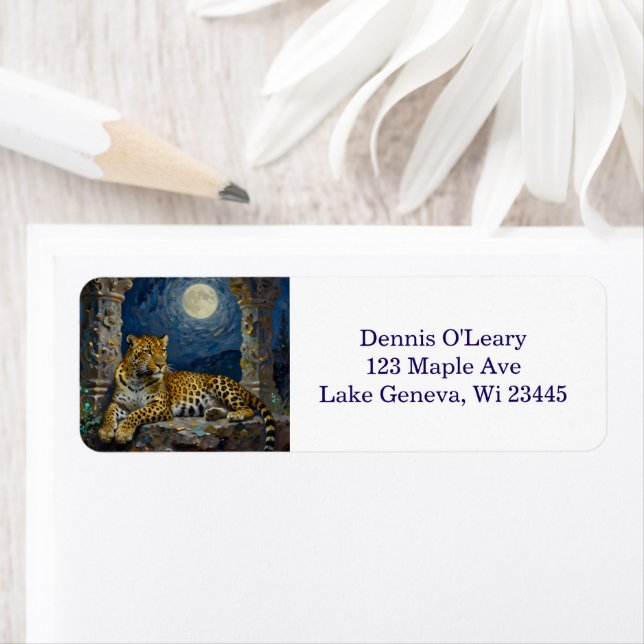 Majestic Leopard on Cliff Ledge   Label (Insitu)