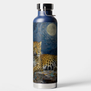 Majestic Leopard on Cliff Ledge  Water Bottle