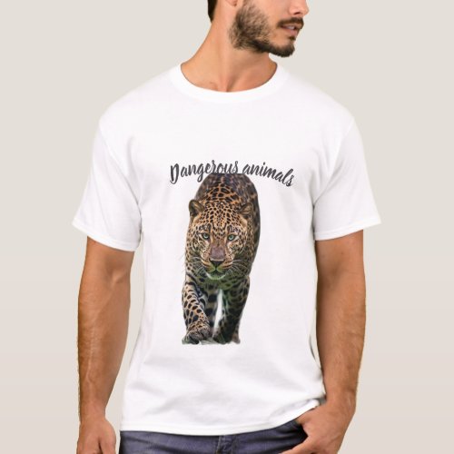 Majestic Leopard Prowling in the Wild Wildlife Art T-Shirt