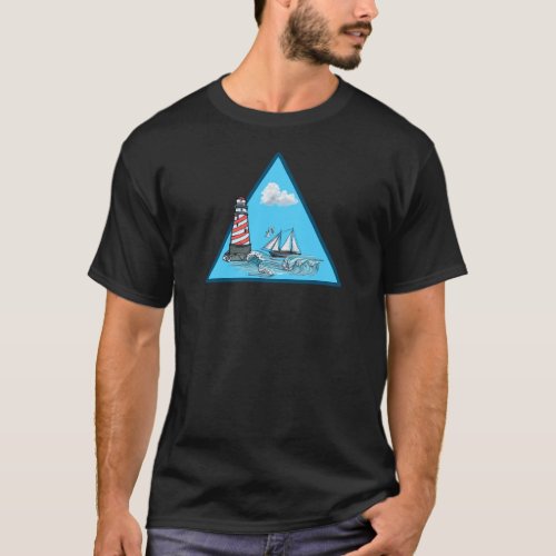 Majestic Lighthouse at Open Sea Nautical T_Shirt