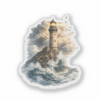 Majestic Lighthouse Ocean Wave Vinyl Sticker