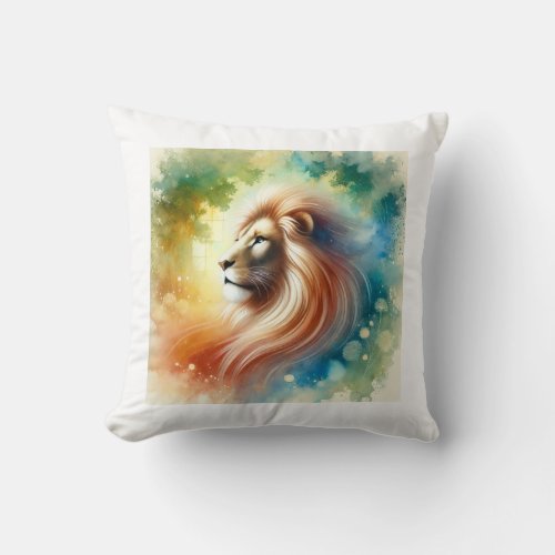 Majestic Lion 180624AREF117 _ Watercolor Throw Pillow