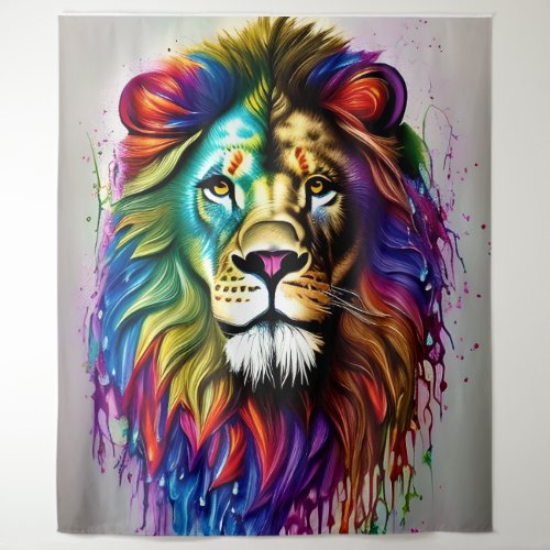 Majestic Lion Abstract Tapestry