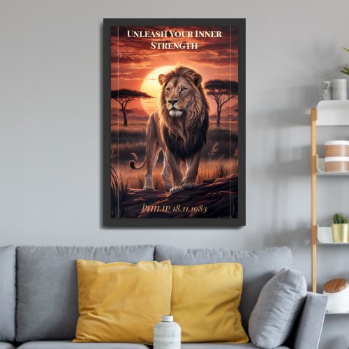 Majestic Lion at Sunset _ Personalized Wildlife  Framed Art