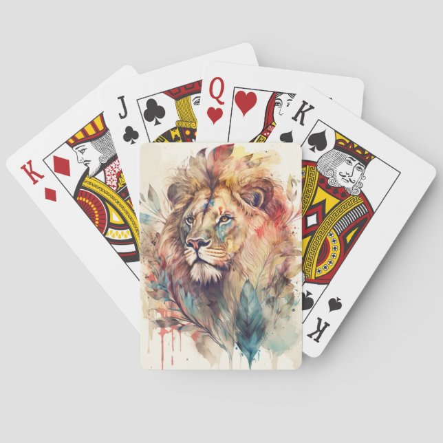 Majestic LION Beautiful Illustrated Spirit Animal Poker Cards (Back)