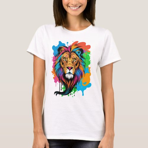 Majestic Lion Color Splash Head T_Shirt