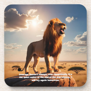 Majestic Lion Courage Inspiring Motivational Beverage Coaster
