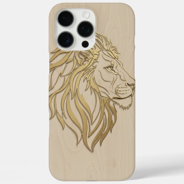 Majestic Lion Face on Beige Wood – Bold & Elegant  Case-Mate iPhone Case (Back)