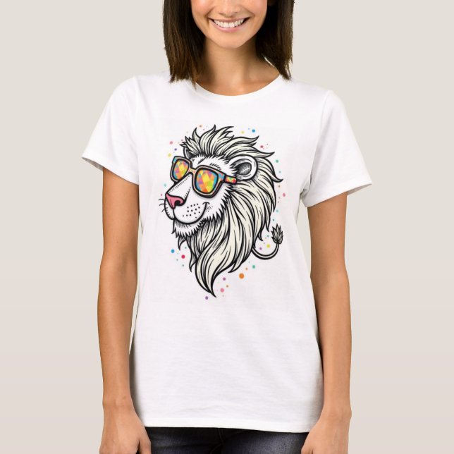 Majestic Lion Face Printed T-Shirt – Round Neck (Front)