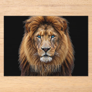 Majestic Lion Face with Blue Eyes | Wildlife Anima Acrylic Invitations