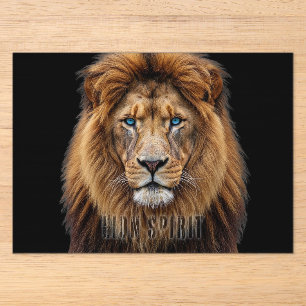 Majestic Lion Face with Blue Eyes   Wildlife Anima Acrylic Invitations