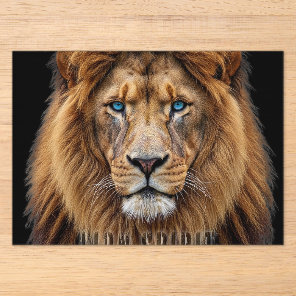 Majestic Lion Face with Blue Eyes | Wildlife Anima Acrylic Invitations