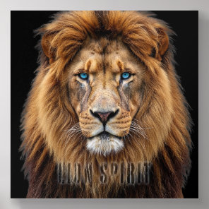 Majestic Lion Face with Blue Eyes | Wildlife Anima Acrylic Photo Tile