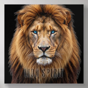 Majestic Lion Face with Blue Eyes Wildlife Anima Acrylic Photo Tile