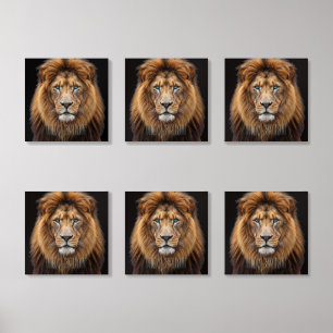 Majestic Lion Face with Blue Eyes Wildlife Anima Acrylic Photo Tile