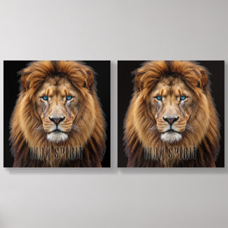 Majestic Lion Face with Blue Eyes | Wildlife Anima Acrylic Photo Tile