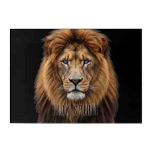 Majestic Lion Face with Blue Eyes | Wildlife Anima Acrylic Print