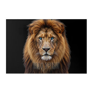Majestic Lion Face with Blue Eyes   Wildlife Anima Acrylic Print