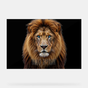 Majestic Lion Face with Blue Eyes Wildlife Anima Acrylic Sign