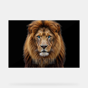 Majestic Lion Face with Blue Eyes | Wildlife Anima Acrylic Sign