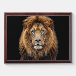 Majestic Lion Face with Blue Eyes   Wildlife Anima Award Plaque