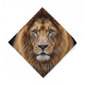 Majestic Lion Face with Blue Eyes | Wildlife Anima Bandana