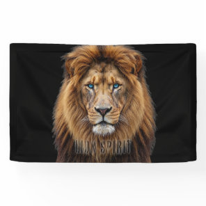 Majestic Lion Face with Blue Eyes | Wildlife Anima Banner
