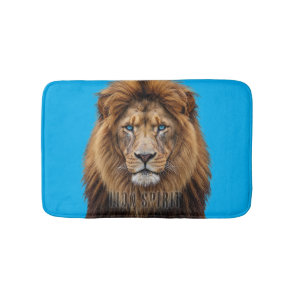 Majestic Lion Face with Blue Eyes | Wildlife Anima Bath Mat