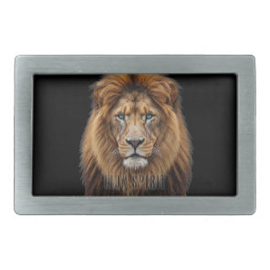Majestic Lion Face with Blue Eyes | Wildlife Anima Belt Buckle