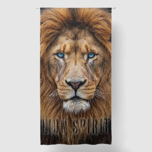 Majestic Lion Face with Blue Eyes Wildlife Anima Blackout Curtains