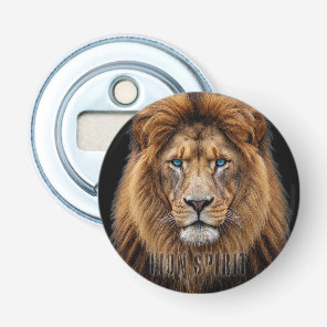 Majestic Lion Face with Blue Eyes | Wildlife Anima Bottle Opener