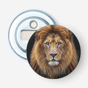 Majestic Lion Face with Blue Eyes Wildlife Anima Bottle Opener
