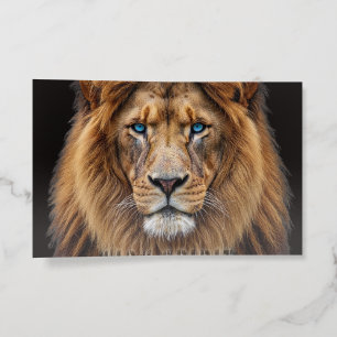 Majestic Lion Face with Blue Eyes Wildlife Anima Brochure