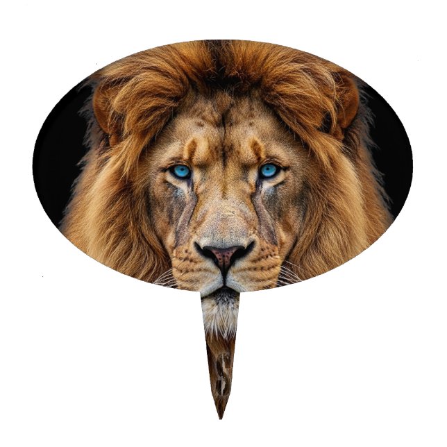 Majestic Lion Face with Blue Eyes | Wildlife Anima Cake Topper (Front)