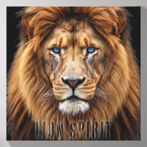 Majestic Lion Face with Blue Eyes | Wildlife Anima Canvas Photo Tile