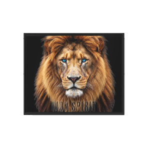 Majestic Lion Face with Blue Eyes | Wildlife Anima Canvas Print