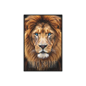 Majestic Lion Face with Blue Eyes | Wildlife Anima Canvas Print