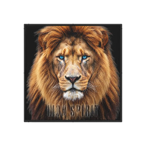 Majestic Lion Face with Blue Eyes | Wildlife Anima Canvas Print