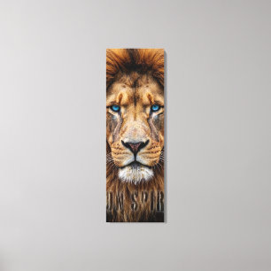 Majestic Lion Face with Blue Eyes Wildlife Anima Canvas Print