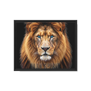 Majestic Lion Face with Blue Eyes | Wildlife Anima Canvas Print