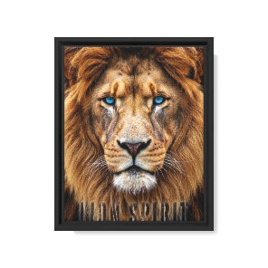 Majestic Lion Face with Blue Eyes | Wildlife Anima Canvas Print