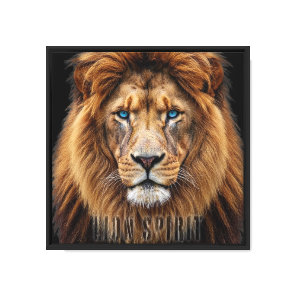 Majestic Lion Face with Blue Eyes | Wildlife Anima Canvas Print