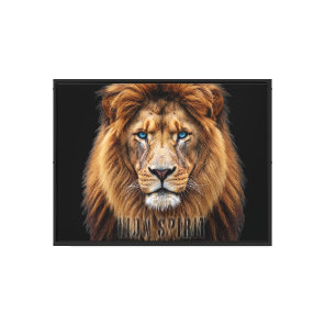 Majestic Lion Face with Blue Eyes | Wildlife Anima Canvas Print