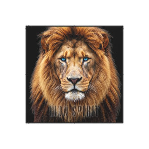 Majestic Lion Face with Blue Eyes | Wildlife Anima Canvas Print