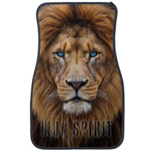 Majestic Lion Face with Blue Eyes | Wildlife Anima Car Floor Mat