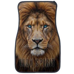 Majestic Lion Face with Blue Eyes Wildlife Anima Car Floor Mat