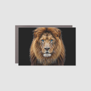 Majestic Lion Face with Blue Eyes   Wildlife Anima Car Magnet