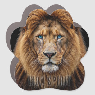 Majestic Lion Face with Blue Eyes   Wildlife Anima Car Magnet