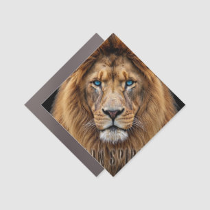 Majestic Lion Face with Blue Eyes   Wildlife Anima Car Magnet
